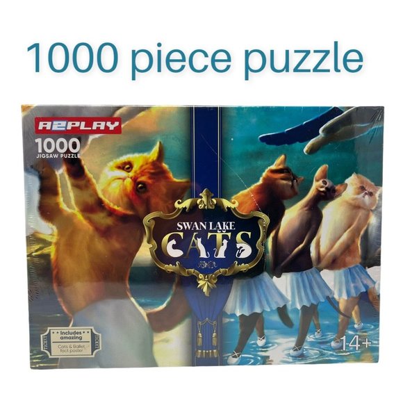 Swan Lake Cats 1000 Piece Puzzle Funny Cat Parody Swan Lake NIB - Picture 1 of 3